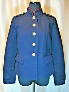 EUC Talbots 4/XS/S Navy Blue Cotton Twill Military Gold Tone Button Lined Blazer - Bild 1 von 5