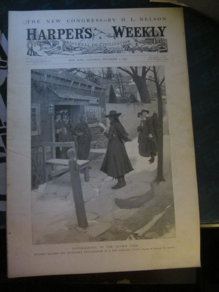 Harpers Weekly Magazine December 2 1899 Thanksgiving in the Olden Time 64 - Image 1 of 1