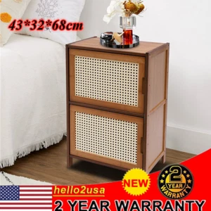 Modern Nightstand 2 Drawers End Side Table Bedside Table with Storage Cupboard - Picture 1 of 22