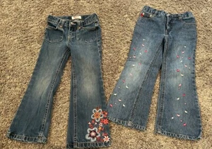 2 pairs Girls size 4 vintage jeans Bongo Y2K Embroidery - Picture 1 of 4