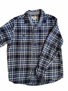 Woolrich Flannel Plaid Shirt Mens Large Blue Black Gray Button Up