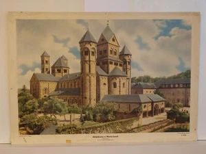 Chiesa abbaziale Maria-Laach monastero stile romanico 1957 quadro scolastico 92 x 56 cm - Foto 1 di 1