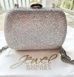 Badgley Mischka *RAR* Schmuck Silber Strass Clutch Kette Crossbody Handtasche - Bild 1 von 15