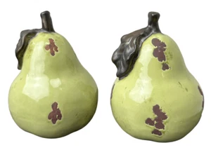 Two Beautiful Art Deco Ceramic 7” Decorative Green Pears Solidly Made - Picture 1 of 8