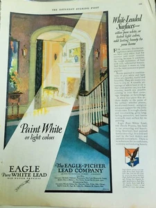 1926 Adler-Picher reinweiß Bleifarbe Wohnzimmer Treppe Vintage Werbung - Bild 1 von 1