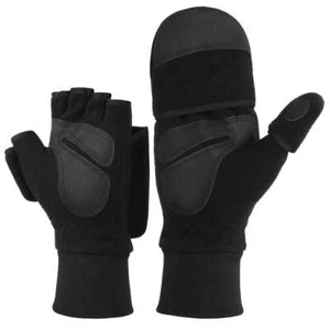 Winter Fleece Fingerless Gloves Thermal Men's Women Half / Full Finger Mitten US - Picture 1 of 8