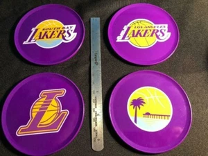 NEW LOS ANGELES LAKERS 5 Piece Coaster Set Hi-Gloss Paint on Steel Cork Bottom - Picture 1 of 2