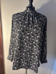 NWT Loft Women's Floral Long Sleeve Blouse Multi Paisley Print Boho Size LP - Picture 1 of 3