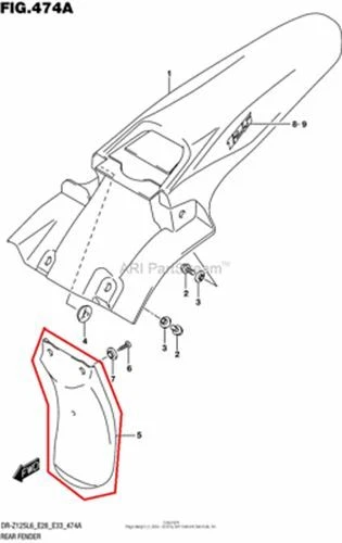 NEW OEM SUZUKI DRZ125 DRZ 125 REAR FENDER BLACK SPLASH MUD GUARD - Image 1 of 1