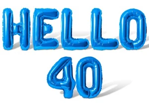 HELLO 40 Letras Balón Banner - 10 Opciones de Color - Hágalo usted mismo Decoración de 40 Cumpleaños - Imagen 1 de 55
