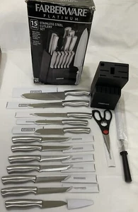 *Farberware Platinum High-Carbon Stainless Steel 15 Piece Cutlery Set in Black - Picture 1 of 14