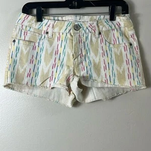 Mossimo Cream Blue Multicolor denim Low Rise Shorts junior’s 11 FIT 6 - Picture 1 of 7