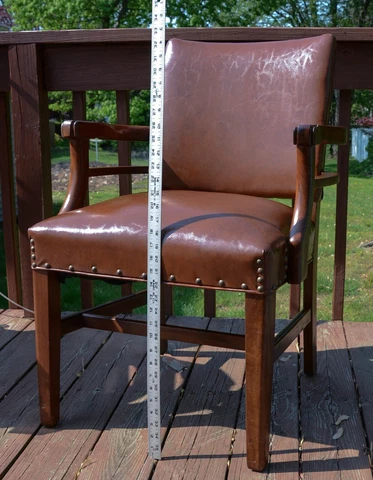 1950's ROBERT JAMES CO Claw Arm Nail Studded Leather Desk Accent Chair Browm Cover