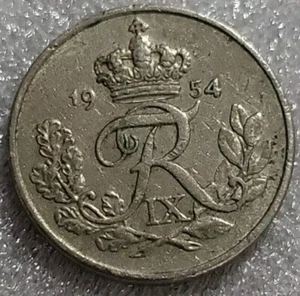1954 Denmark 10 Ore Coin *B580 - Picture 1 of 3