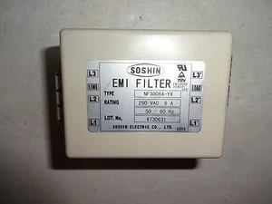 SOSHIN NF3006A-YX 250VAC 6A EMI FILTER NF3006AYX USED - Picture 1 of 5