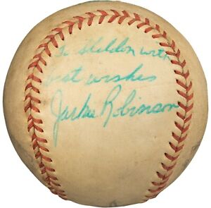 Beautiful Jackie Robinson Single Signed 1962 Baseball PSA DNA & JSA COA