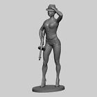 Toy Soldier Tommy Gun Girl Collectible Miniature Unpainted 1/32 scale 54 mm