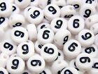 100 Pcs - White Acrylic Number Coin Beads 0 - 9 Flat Disc Spacer Bead 7mm Ml