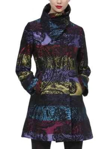 €189 DESIGUAL sz S ? COAT A-LINE STRIPED MULTICOLOR SPRING PATTERNED THIN NEW 21 - Picture 1 of 9