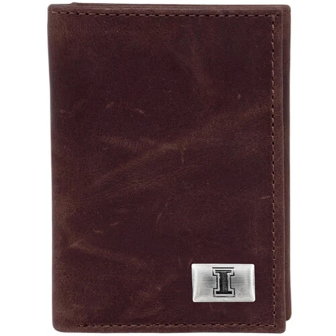 Illinois Fighting Illini Leather Trifold Wallet with Concho Cover