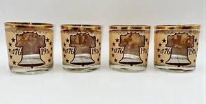 4 Vintage Unabhängigkeitserklärung 1776 Whisky Glas Old Fashion Goldrand - Bild 1 von 7