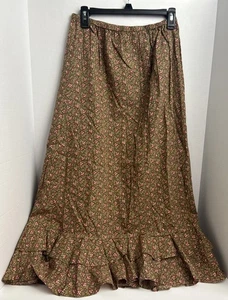 ORVIS Sz 10 Long Length Prairie Floral Granny Print Ruffle Bottom Women’s Skirt - Picture 1 of 6