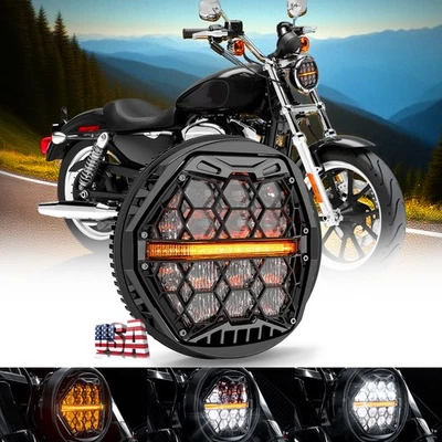 Faro redondo LED de 5,75 pulgadas para Harley Sportster Dyna Softail Motor DOT Foto 1 de 4