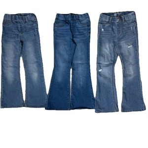Girls Flare Jeans Jeggings Lot 7-8 Medium Wash Distressed Pull-On Wonder Nation - Picture 1 of 6