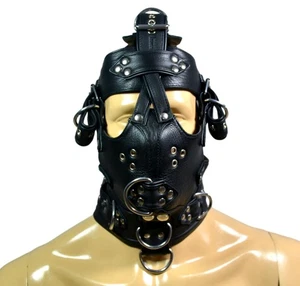 Bozal de cuero, capucha facial, mordaza de boca, arnés de cabeza, capucha de cachorro, máscara de cachorro, cara de perro - Imagen 1 de 4