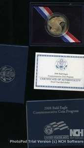 2008 S Bald Eagle Commemorative Half Dollar PROOF Clad W/Box & COA - Picture 1 of 3