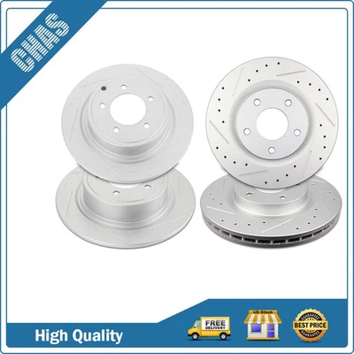 Front Rear Slotted Brake Rotors For 2008-2018 Mitsubishi Outlander Chrysler 200 Foto 1 de 4