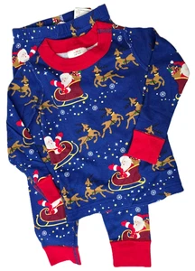 2pc Hanna Andersson Pajamas Santa 18 24 mos 80 Cotton Reindeer Christmas Holiday - Picture 1 of 6