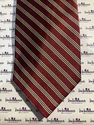 BROOKS 兄弟丝绸栗色薄金条纹设计领带全新 — 第 1/4 张图片