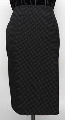 TOMMY HILFIGER Stretch Skirt Women Sz 14 Knee Length Black w/ White Pin Dots - Image 1 of 4