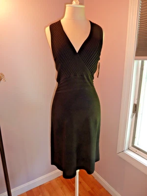 INC International Concepts Black Knit Sleeveless Surplice Sweater Dress Medium - Image 1 of 4