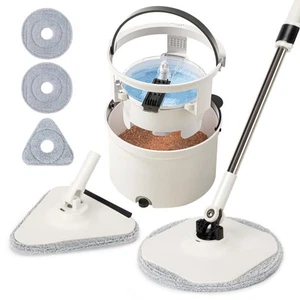 Spin Mop and Bucket, Mop and Bucket with Wringer Set for Home, Easy Wring for... - Picture 1 of 7