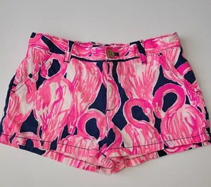 Girls Lilly Pulitzer Mini Callahan Shorts size 8 high tide flamingo - Picture 1 of 2