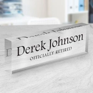Custom Acrylic Desk Name Plate – Executive Office Sign – 10x3cm – 12mm Thick - Picture 1 of 8