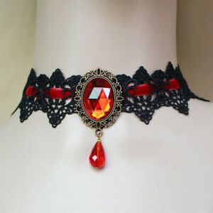 Gothic Black Velvet Necklace Collar Choker Halloween Retro Vintage Chain Vampire