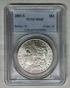 Morgan Silver Dollar 1881-S  MS 65 White Beauty/Flawless/ Exceptional Strike