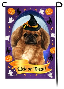 Halloween Garden Flag - Brown Pekingese - Picture 1 of 1