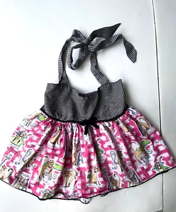 Sophias Style Little Girls Dress Sz 5 Gingham All Over Cat Designs Halter Ties - Picture 1 of 12
