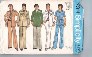Tuta uomo tempo libero vintage Simplicity 7314 anni 70 modello cucito taglia 46 - Foto 1 di 2