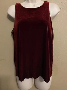 Everly Cranberry Maroon Velvet Sleeveless Tank Top Blouse Women Size Small - Picture 1 of 6