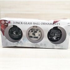 Michigan State Spartans Glass Ornaments Licensed Forever Collectables set of 3