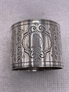 Anillo de servilleta vintage de plata esterlina de 1-3/4 pulgadas diseñado, fabricante desconocido - Imagen 1 de 10