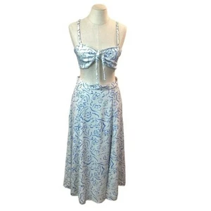 NWT Resa Womans Medium 2-Piece Floral Dress White Blue - Picture 1 of 16