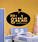 Funny No Boys Allowed Sign Large Wall Art Decal Vinyl Sticker For Girls or Boys 