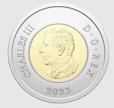 2023 Canada Toonie $2 King Charles First yr BU Bimetallic from special wrap roll - Image 1 of 4
