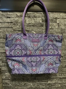 Vera Bradley New Lighten Up Expandable Travel Tote Purple Lilac Tapestry - Picture 1 of 9